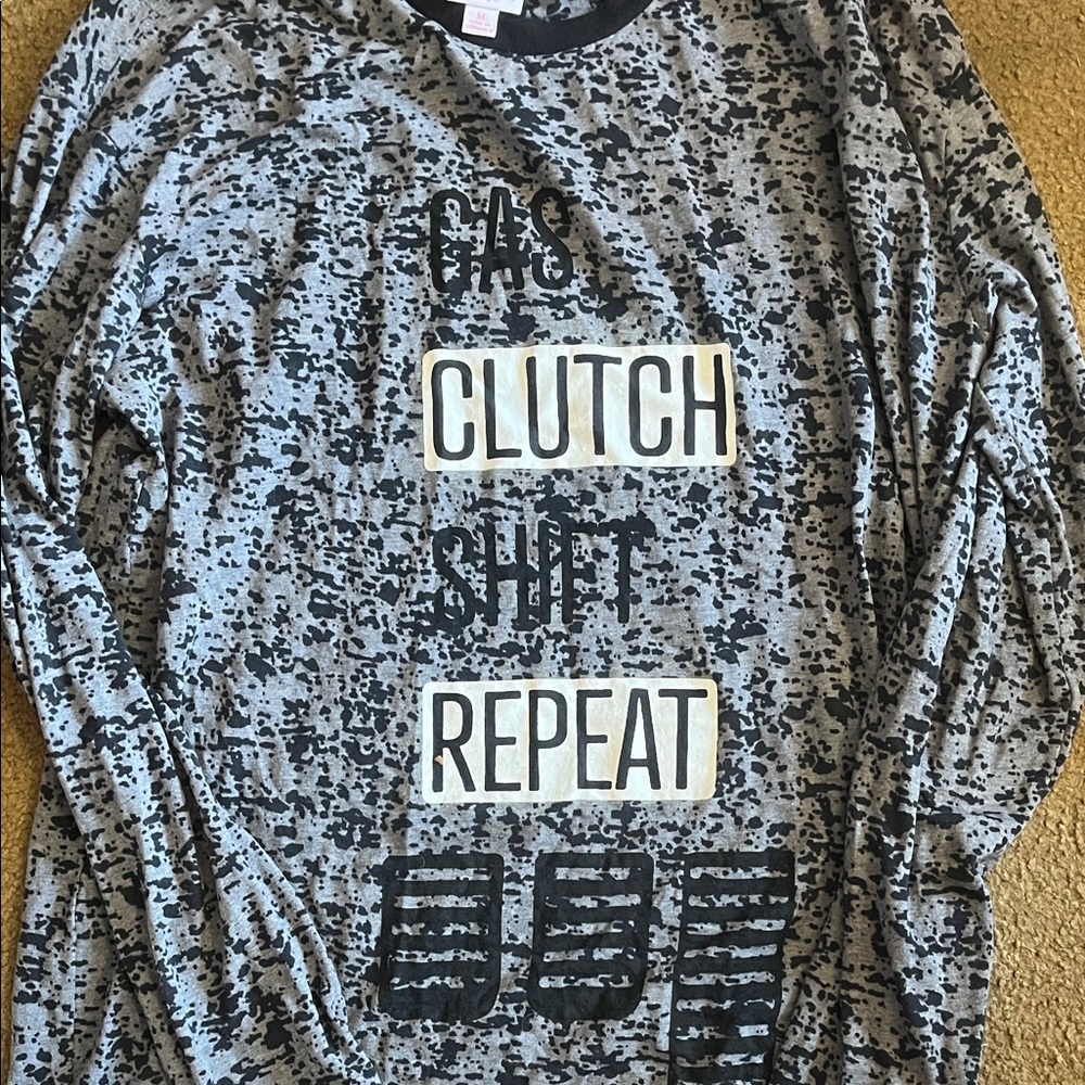 LuLaRoe Gray and Black Graphic Top